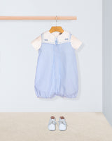 William Light Blue Thin Stripe Romper