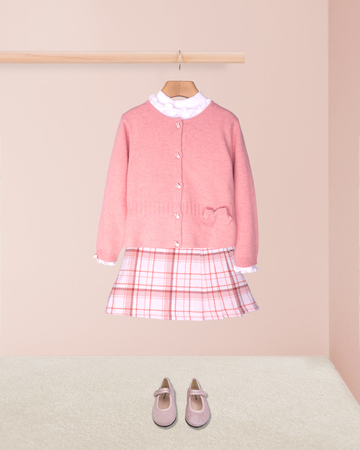 Pleated Skirt Pink Plaid Flannel Outfit