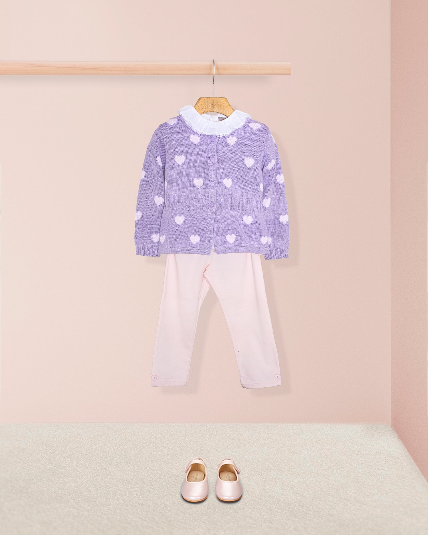 Madison Lavender Hearts Cotton Cardigan Legging Outfit