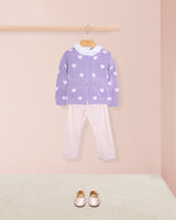 Madison Lavender Hearts Cotton Cardigan Legging Outfit