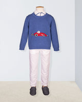 Car Mediterranean Blue Cotton Sweater Bali Pant Outfit