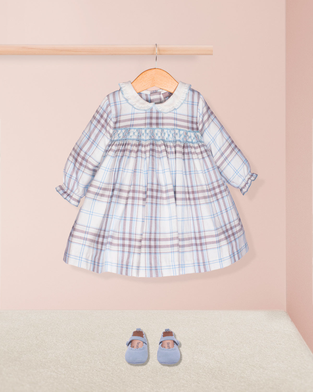 Baby Victoria Blue Plaid Carnaby Dress Set