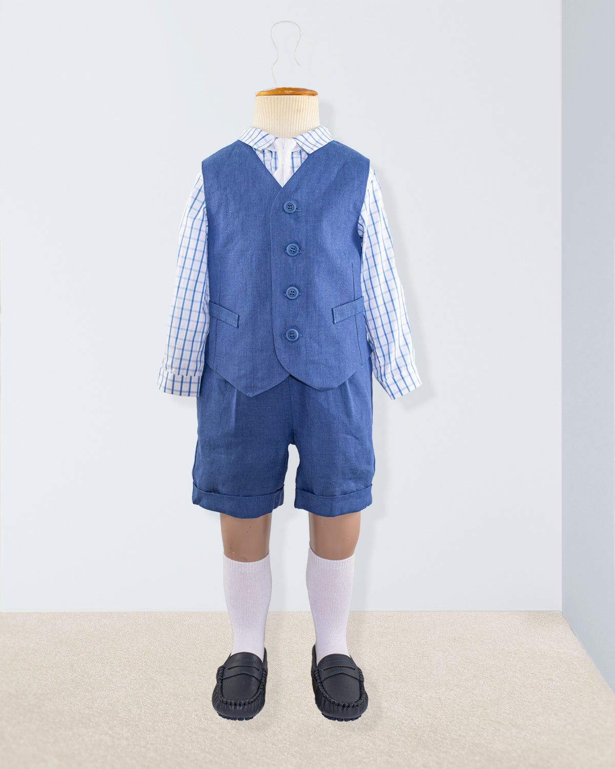 Adam 2-Pcs Prince Harry Linen Suspender Short and Vest