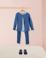 Ribbed Blue Mélange Knit Outfit