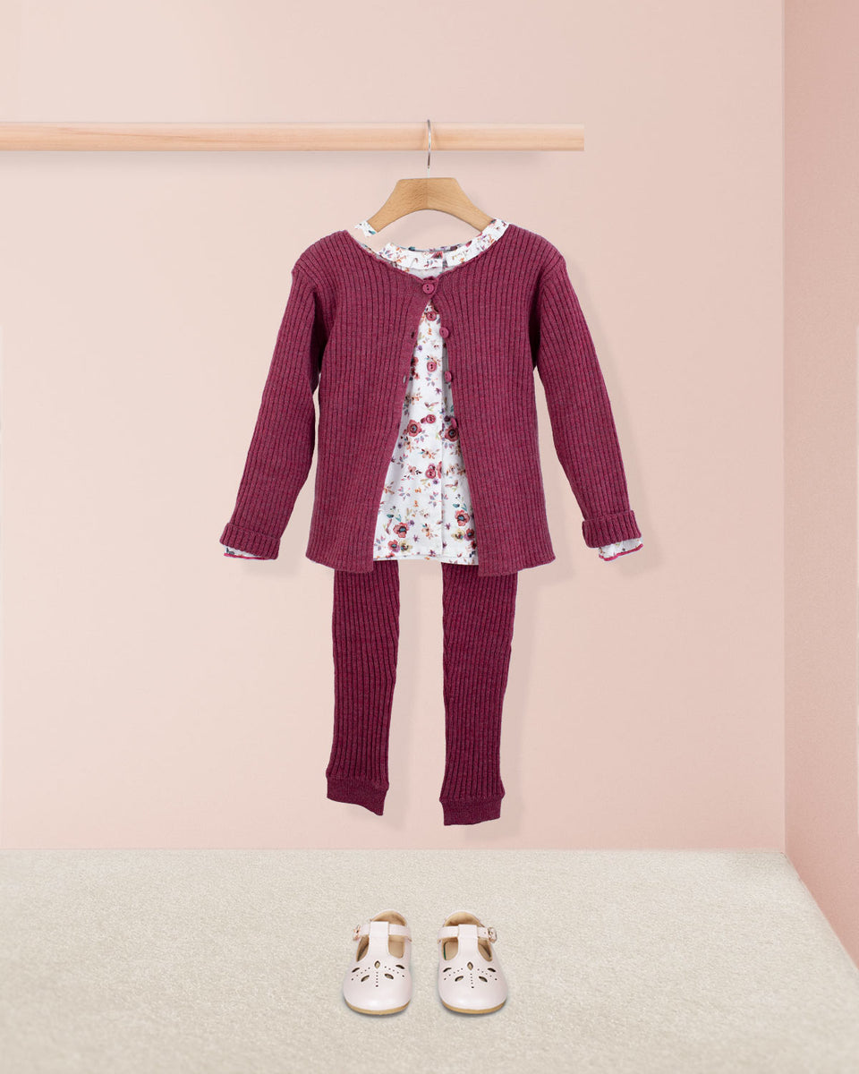 Ribbed Berry Mélange Knit Outfit