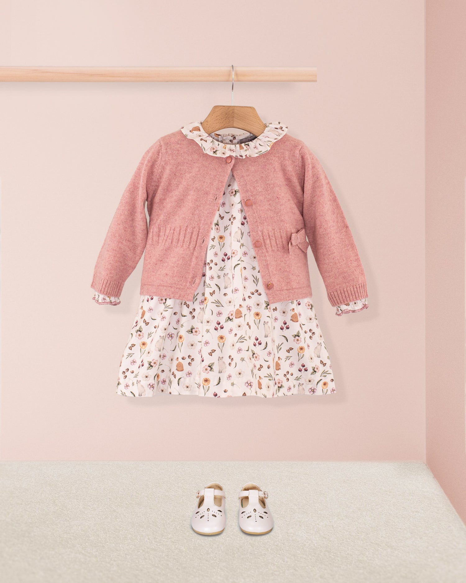 Rose Pink Toscana Kitties A-Line Dress