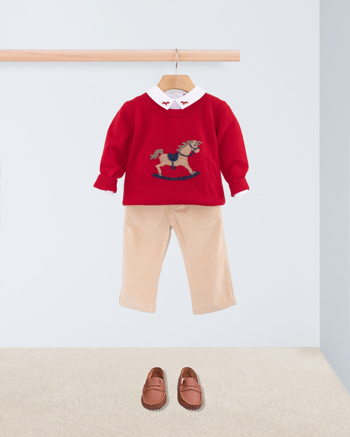 Rocking Horse Red Mélange Sweater Outfit