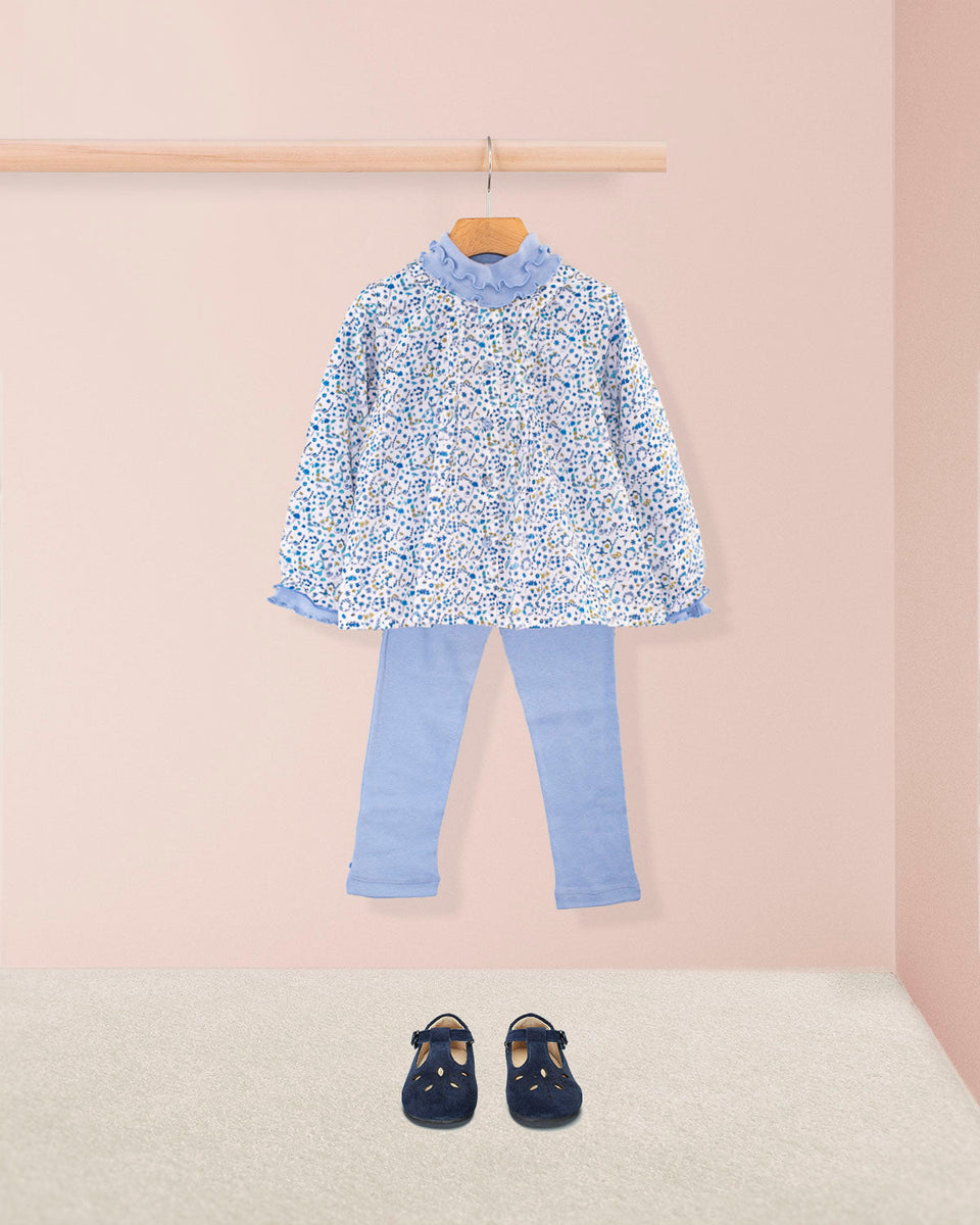 Ruffle Tunic Liberty Brit Blue Outfit