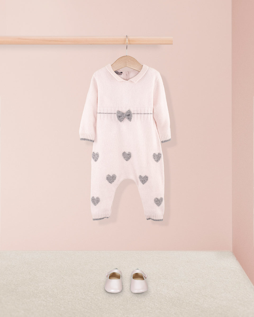 Valentine Grey Hearts Cashmere Romper