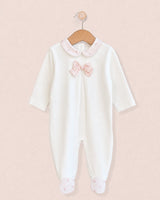 Bow White Cotton Collared Footie Collection