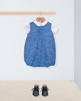 William Italian Denim Linen Romper Outfit