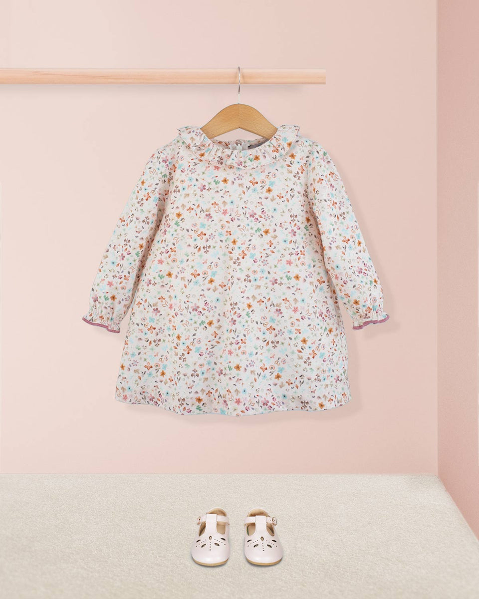 Rose Pink Falling Leaves A-Line Dress