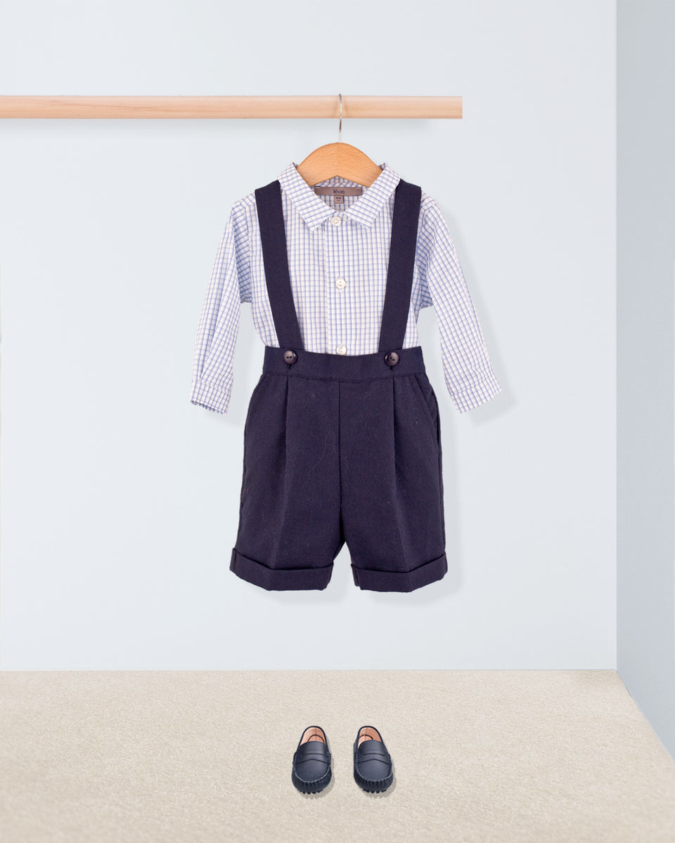 Suspender Short Adam Navy Flannel