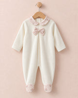 Velour Collar and Bow Cream Footie Collection