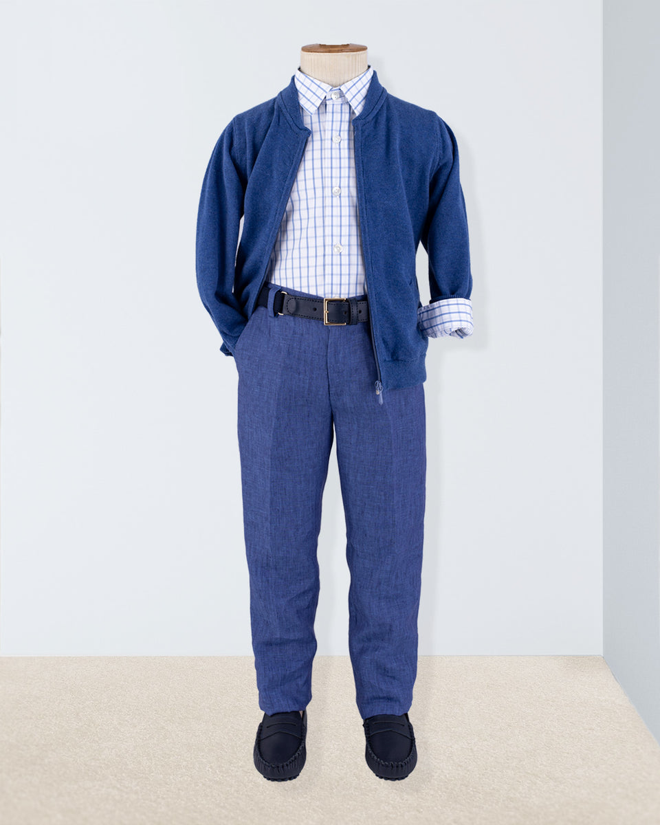 Bernard Blue Squares Linen Outfit