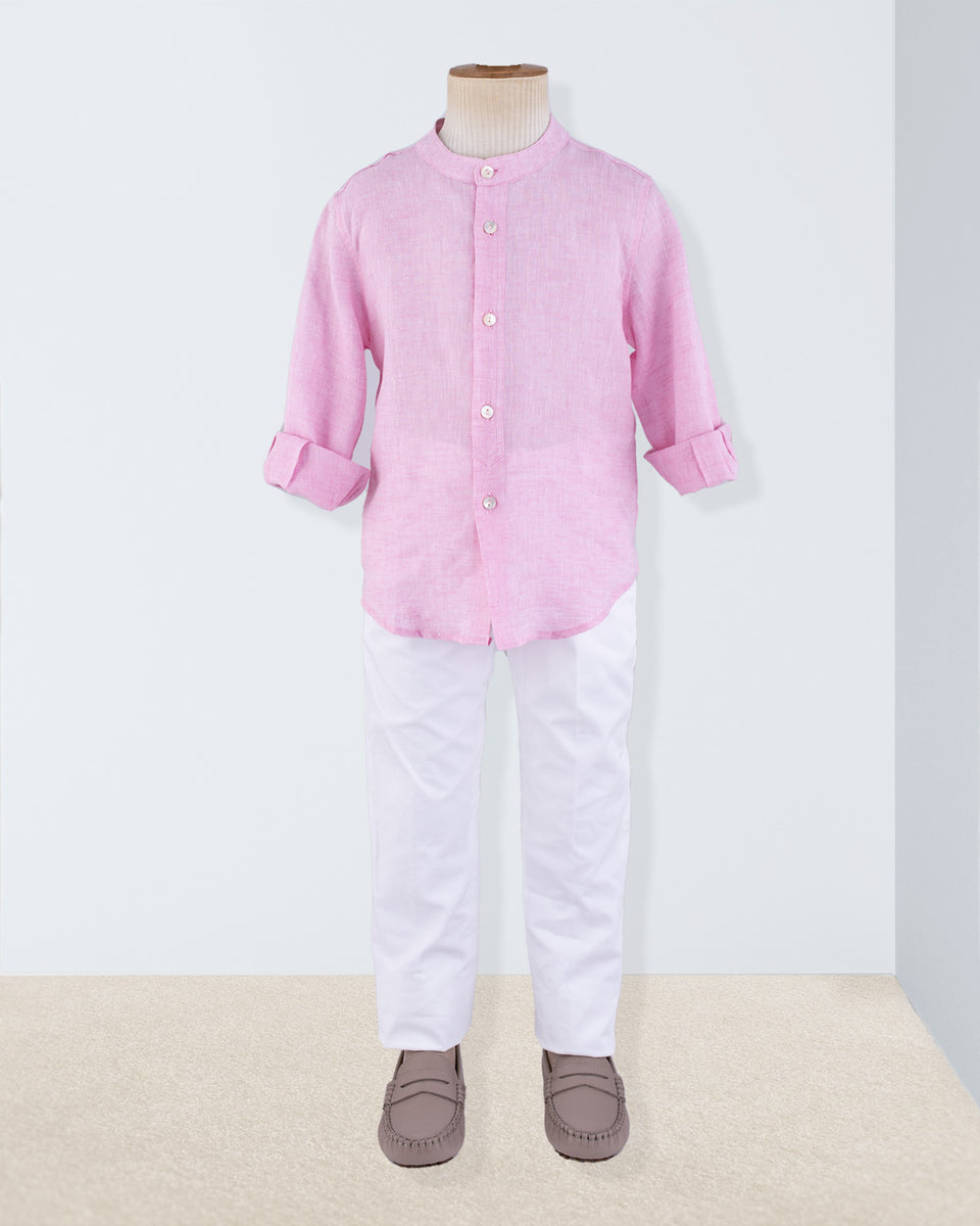 Mandarin Italian Pink Linen Outfit