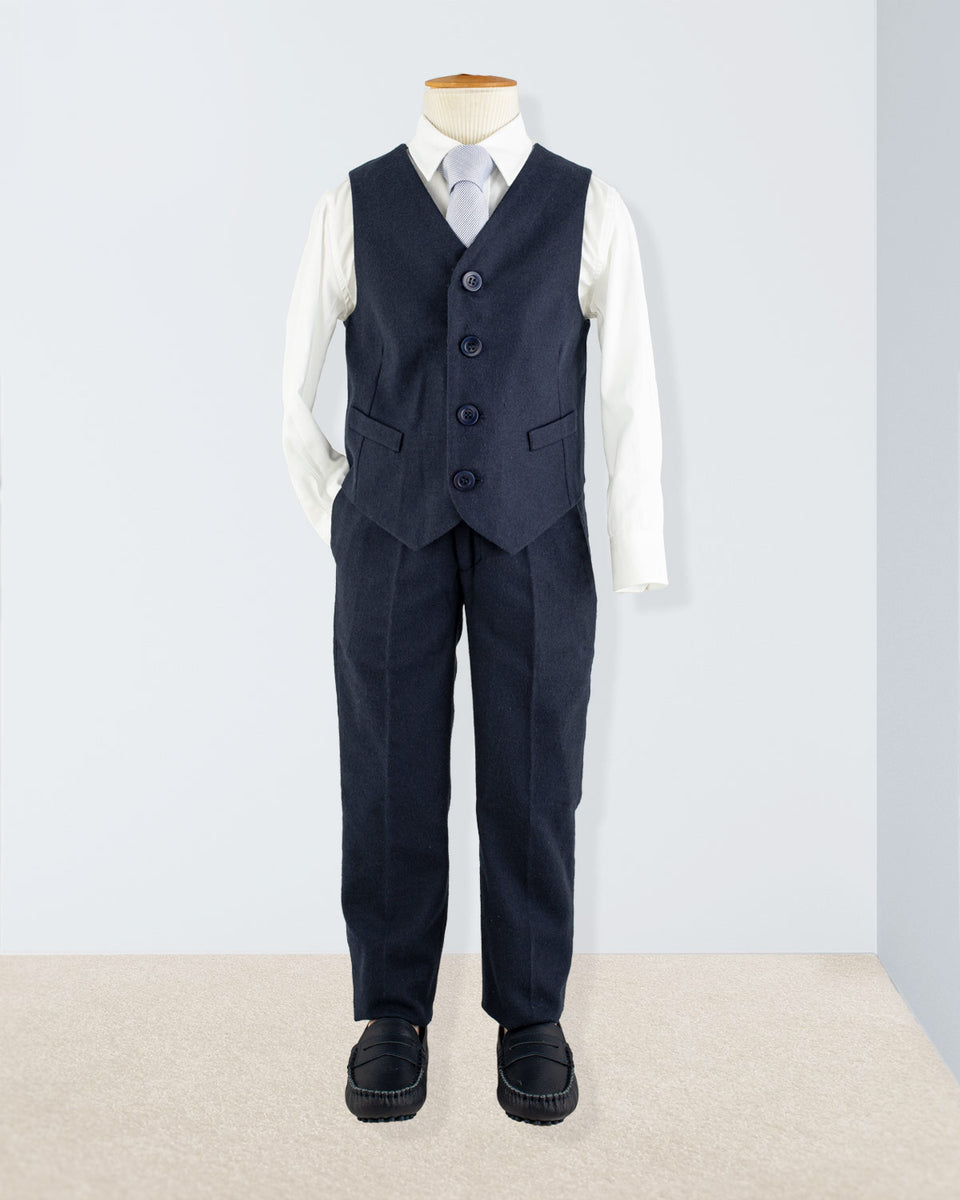 Navy Flannel Pant and Vest Outfit