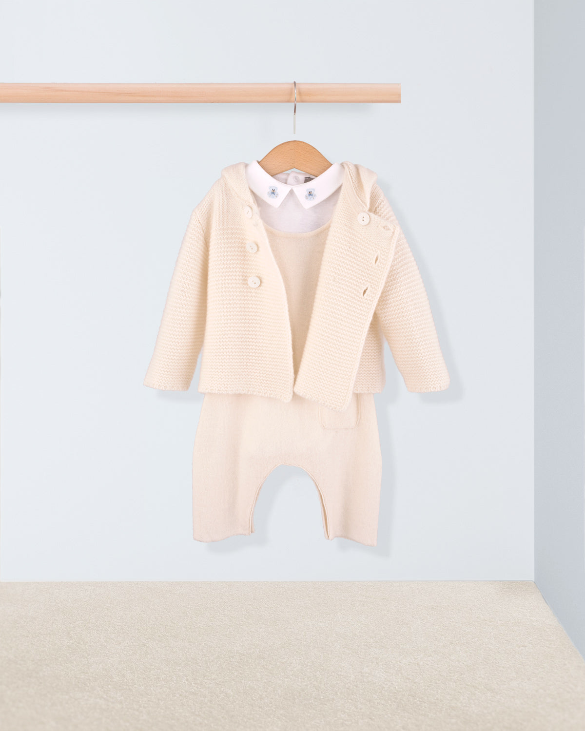 Corbier Cream Cashmere Overall Outfit