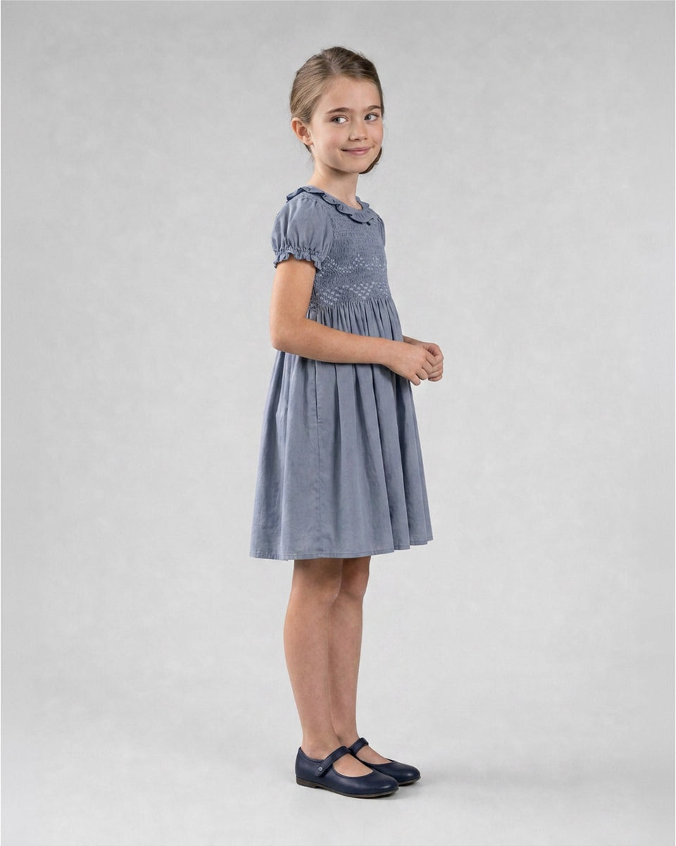 Celebration Blue Taffeta Smocked Dress