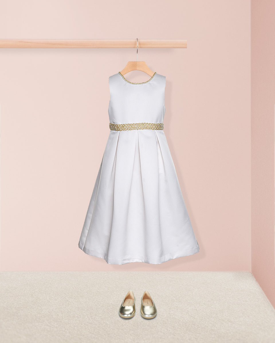 Esther Cream Pearl Satin Gown