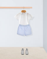 Cuff Short Light Blue Thin Stripe Outfit