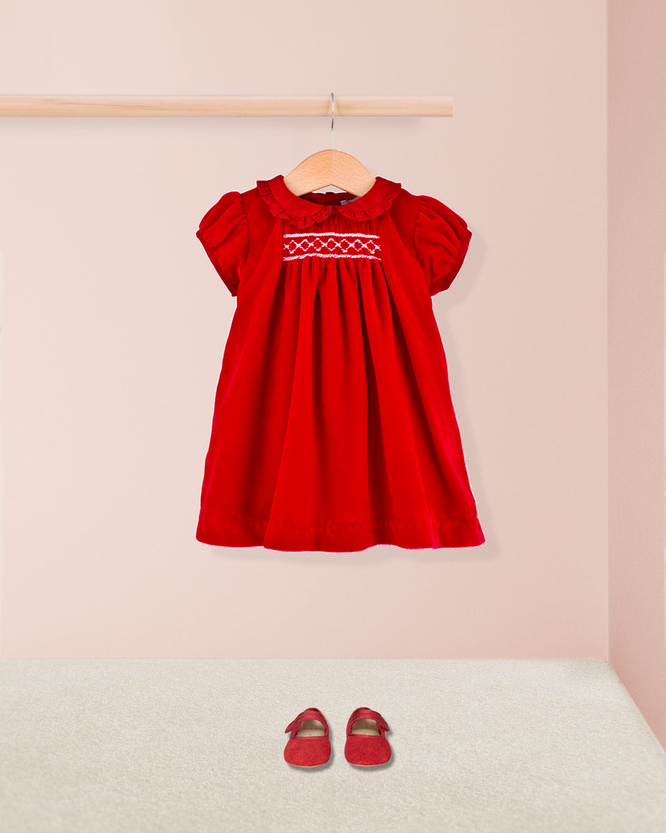 Baby Eveline Italian Red Velvet Dress