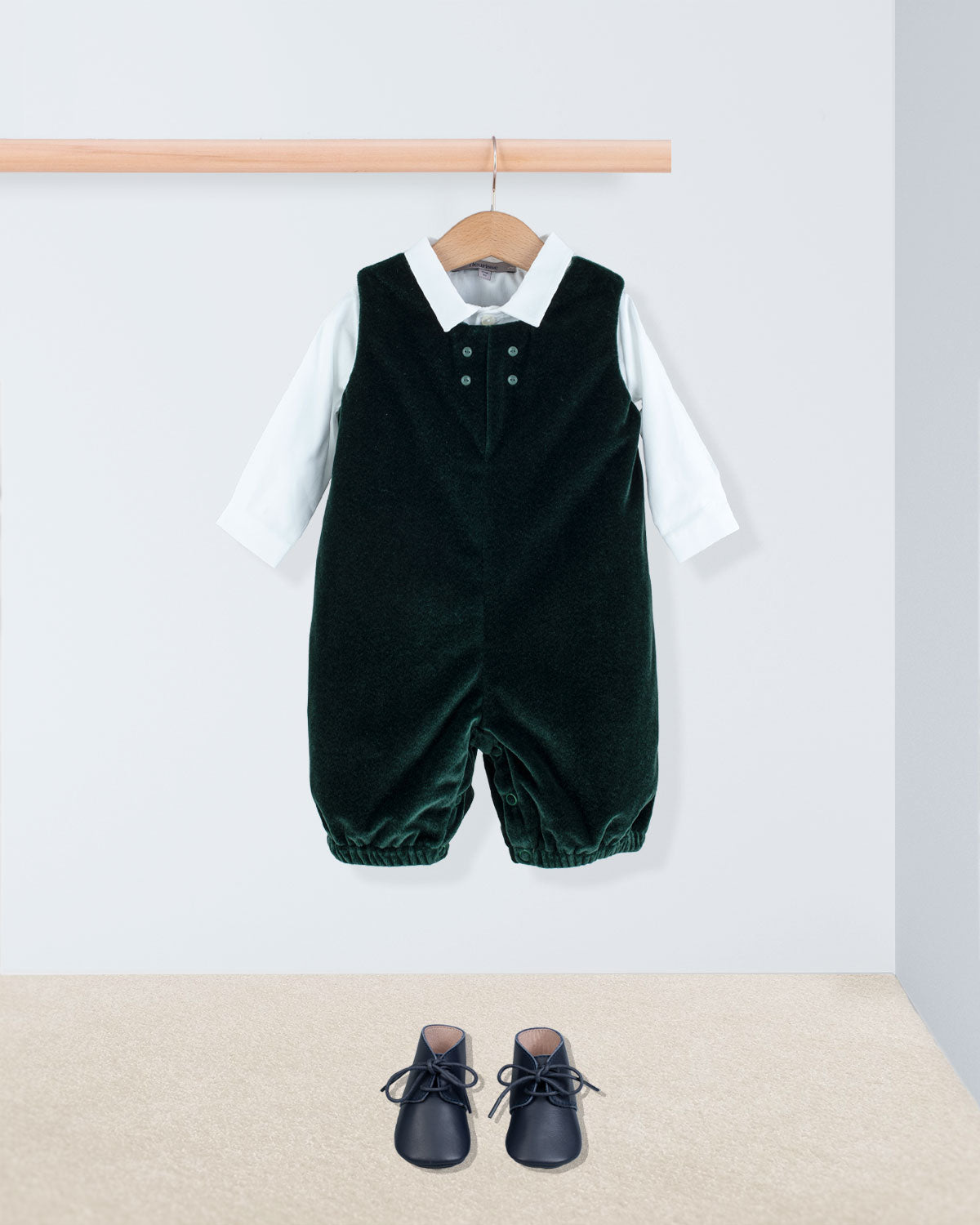 Harry Italian Green Velvet Romper Outfit