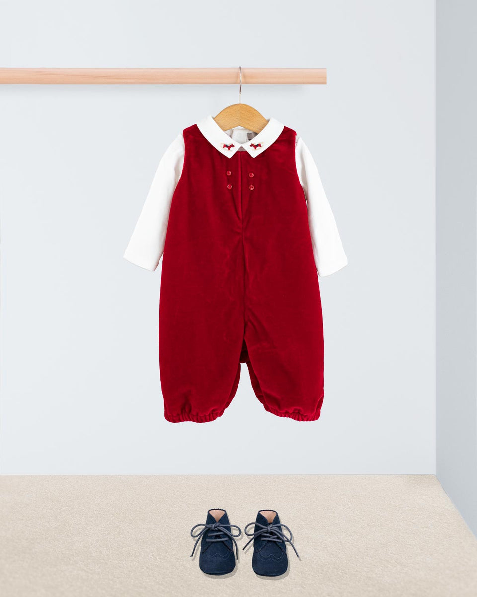 Harry Italian Red Velvet Romper Outfit