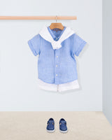 Henry Light Blue Melange Linen Outfit