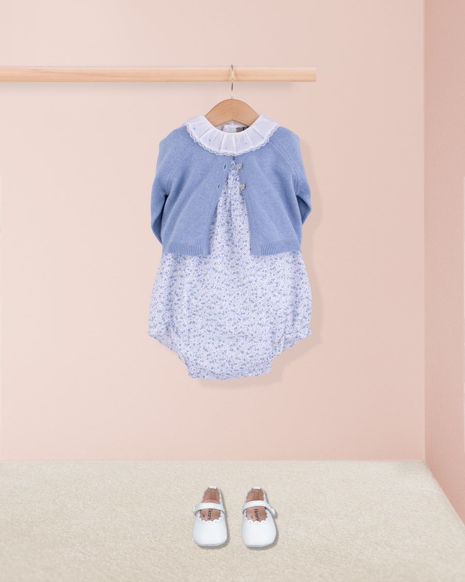 Joyeuse Petit Fleurs Bleus Smocked Bubble