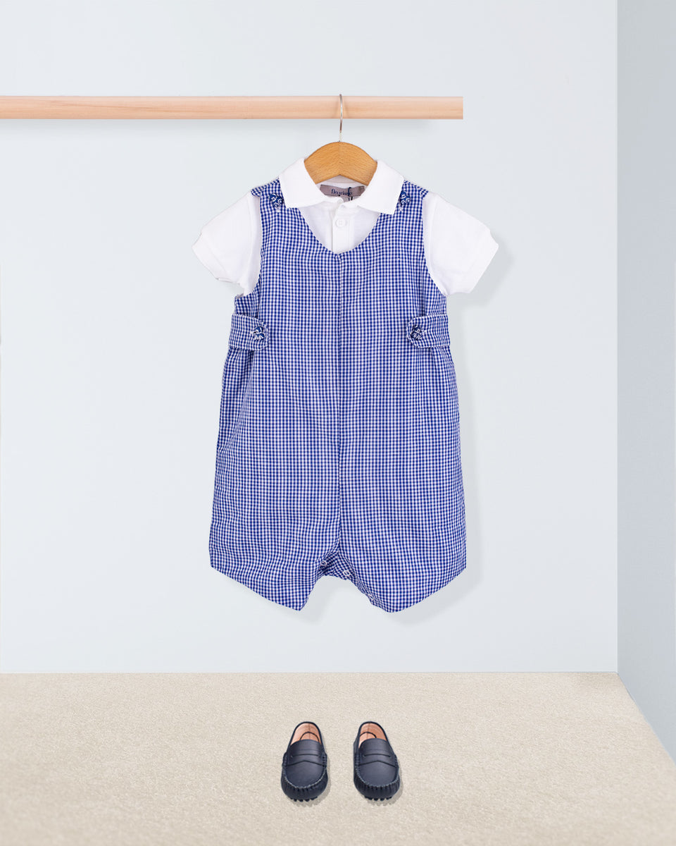 Kennedy French Navy Gingham Romper Outfit