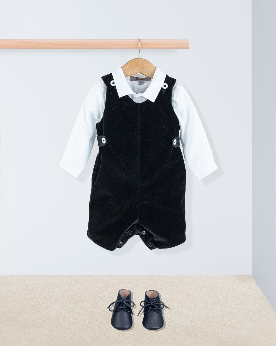 Kennedy Italian Black Velvet Romper Outfit