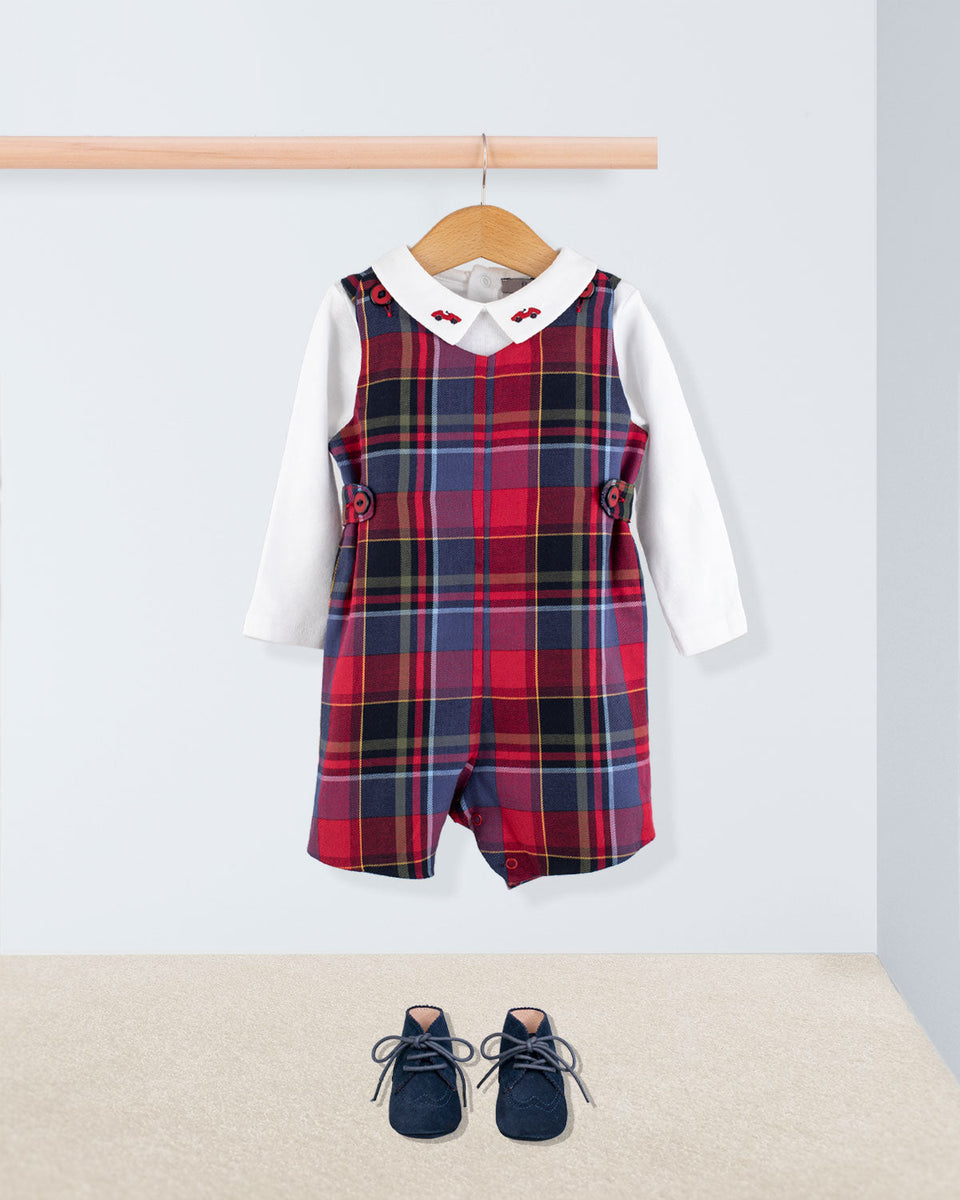 Kennedy Italian Burgundy Tartan Romper Outfit