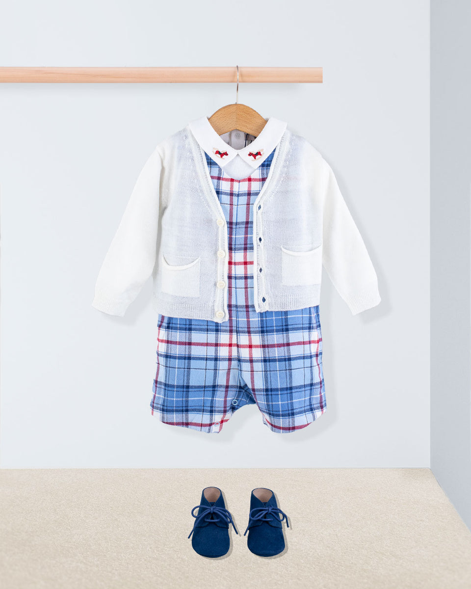 Kennedy Italian Royal Check Flannel Romper Outfit
