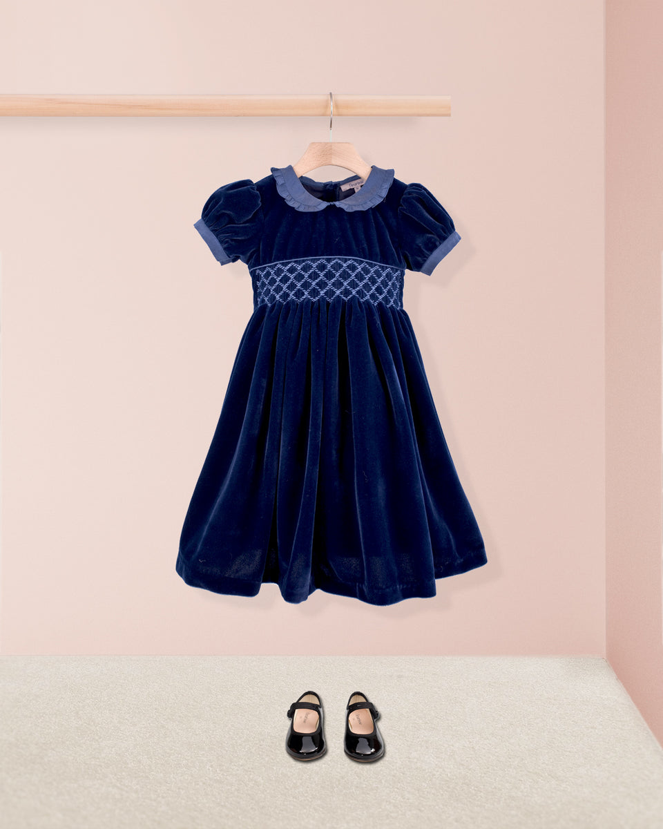 Victoria Navy Velvet Dress