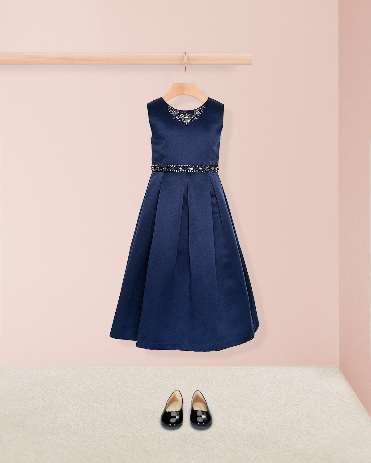 Esther Navy Satin Gown