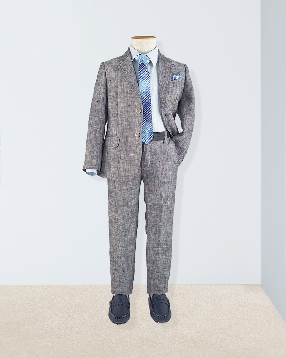 Domenico Grey Mélange Linen Suit