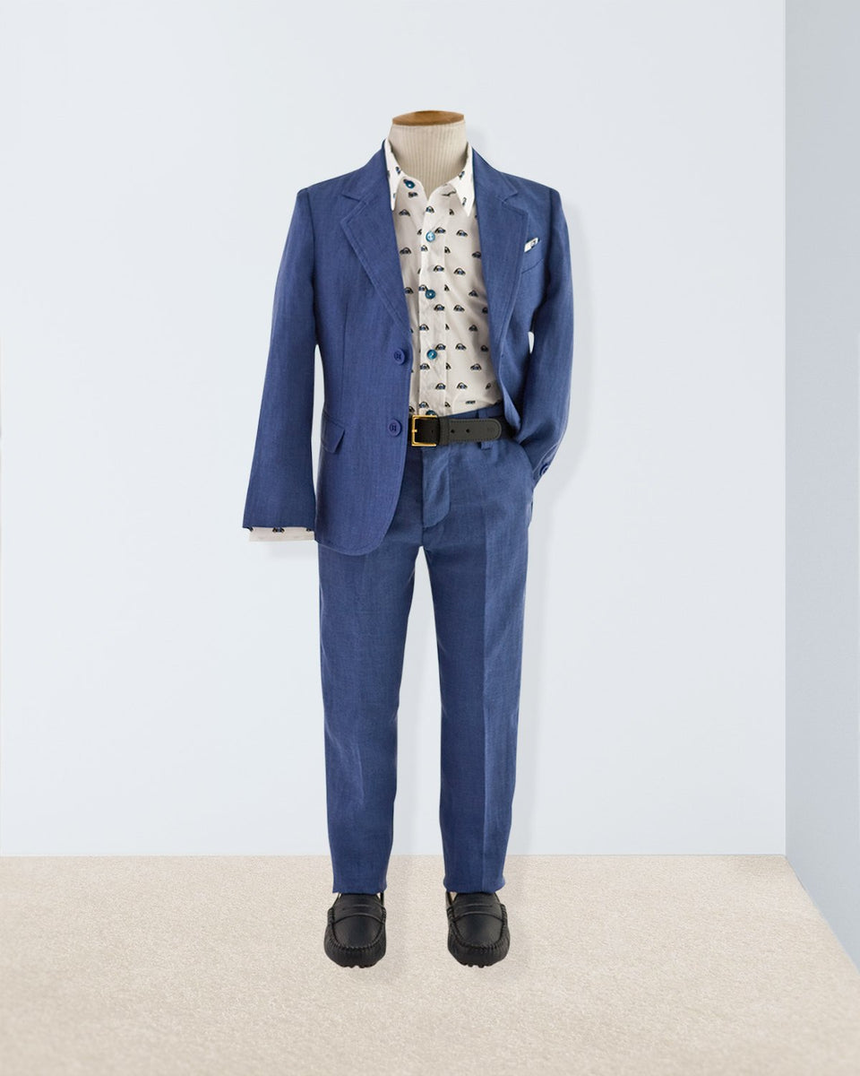 Domenico Prince Harry Blue Linen Suit