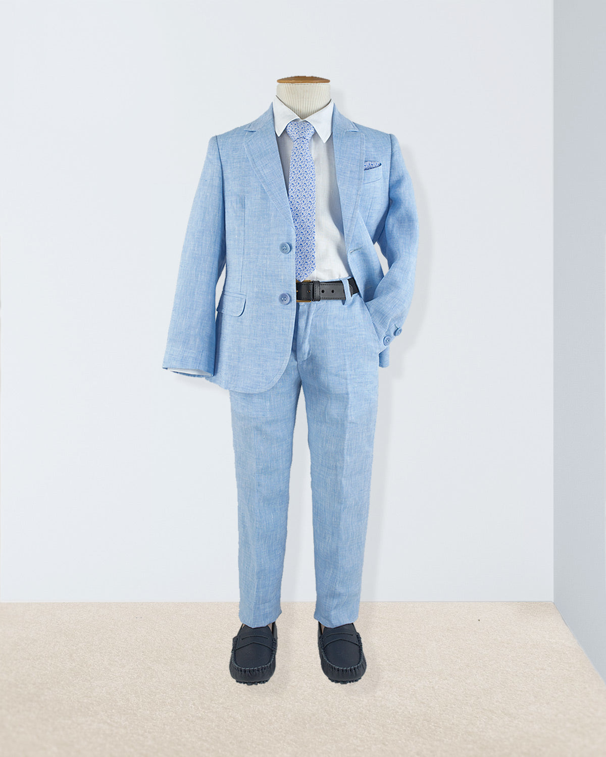Domenico Light Blue Linen Suit