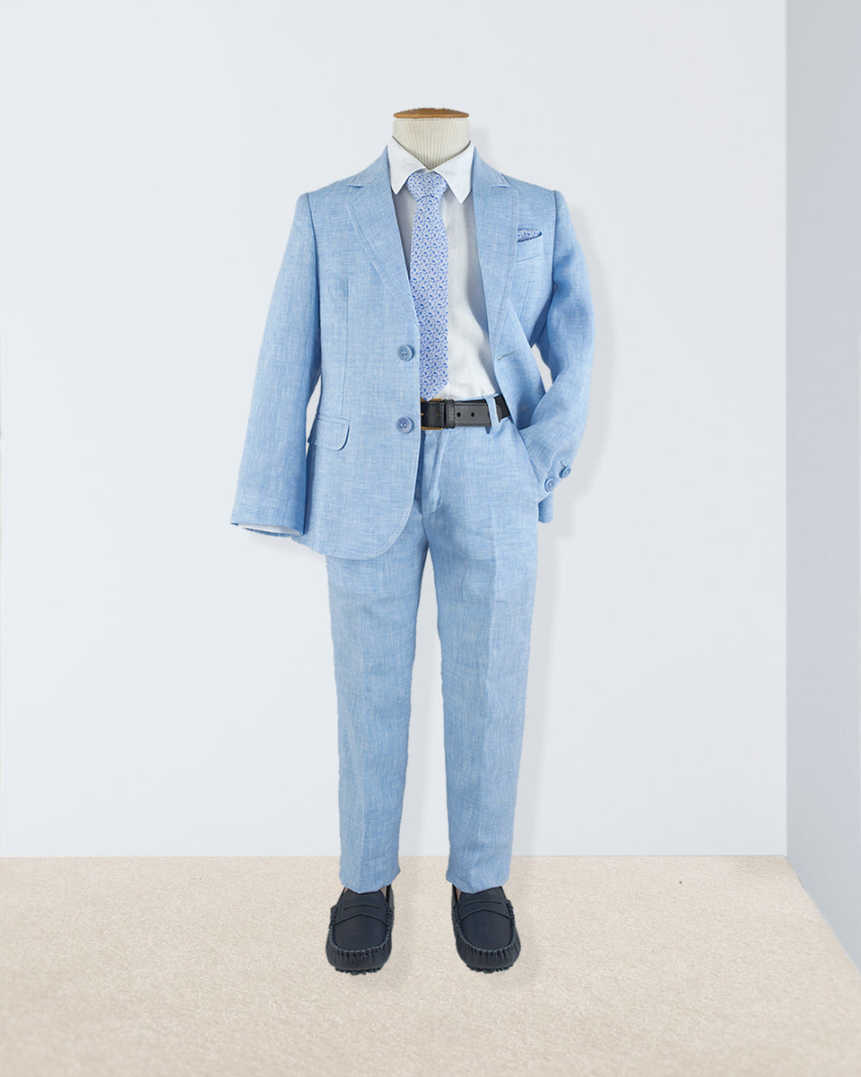 Domenico Light Blue Linen Suit