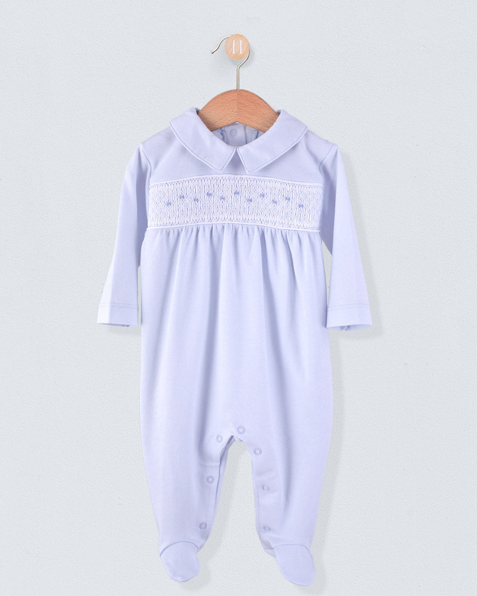 Pima Blue Smocked Stretchie Collection