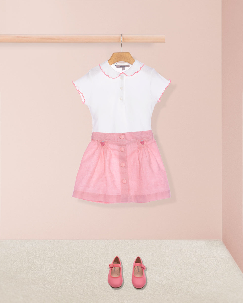 Strawberry A-Line Petal Pink Linen Skirt
