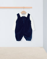 Harry Italian Navy Velvet Romper Outfit