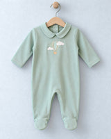 Air Balloon Embroidered Cotton Moss Footie