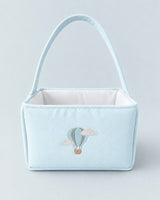 Blue Air Balloon Embroidered Handle Basket
