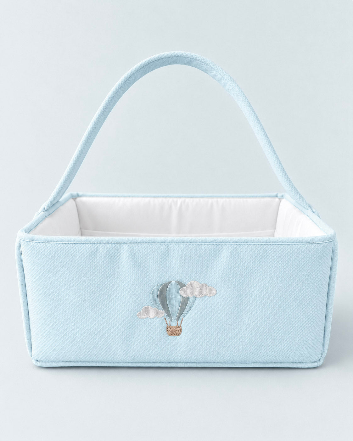 Blue Air Balloon Embroidered Rectangle Basket