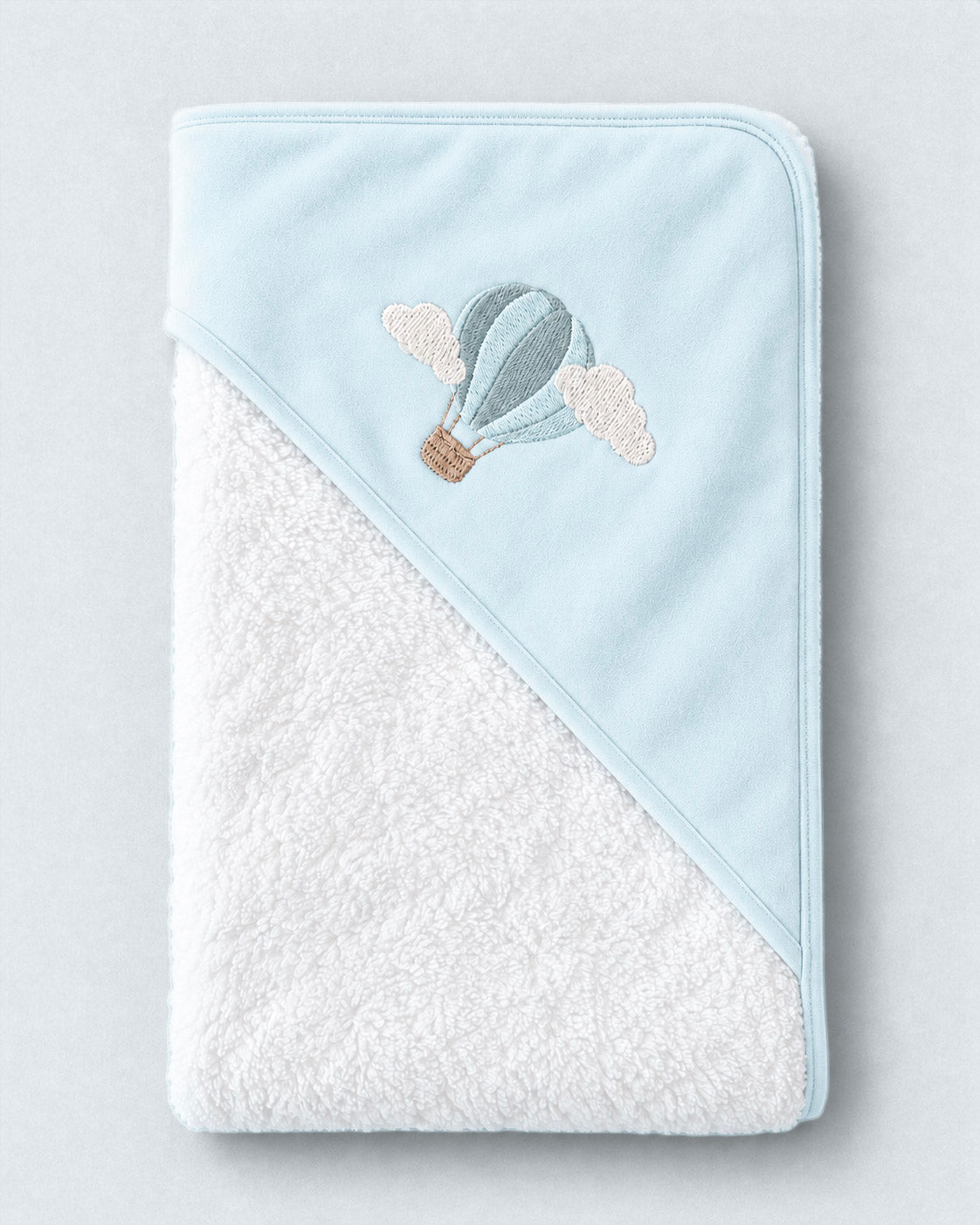 Air Balloon Embroidered Blue Cotton Towel