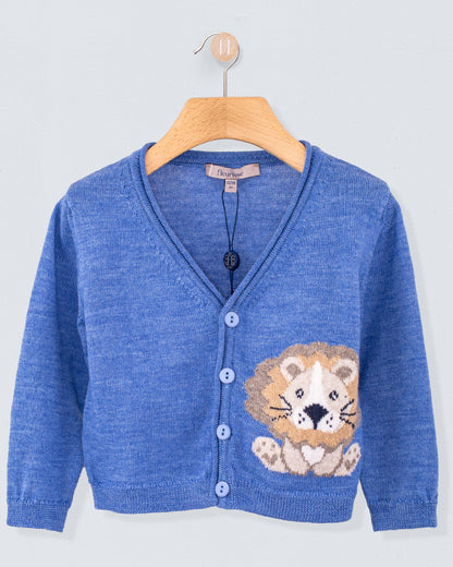 Léon Cerulean Mélange Wool Cardigan - Sweater