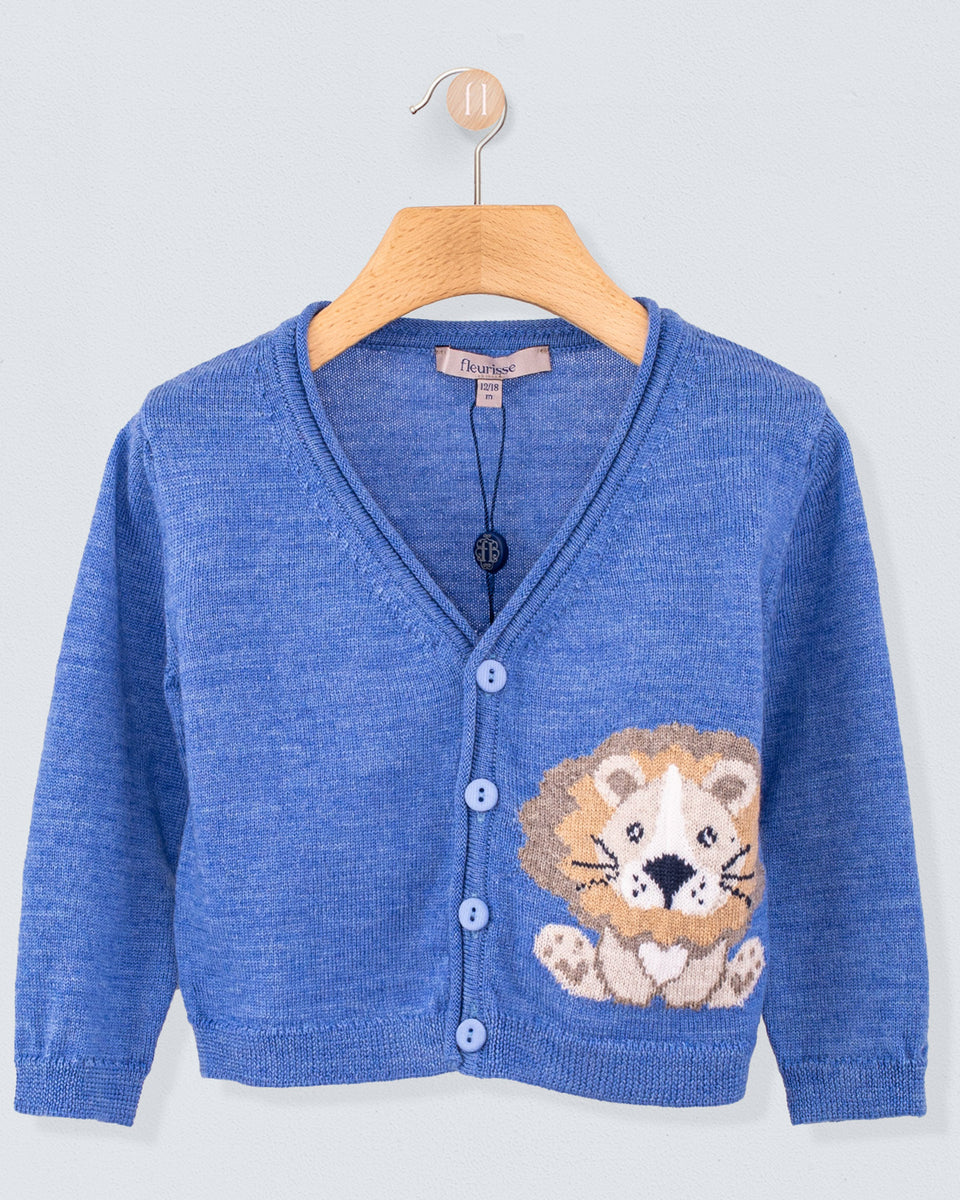 Léon Cerulean Mélange Wool Cardigan
