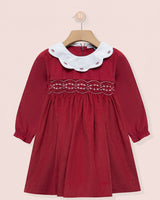 Alexandra Burgundy Corduroy Smocked Dress